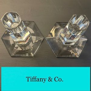 Tiffany & Co. Frank Lloyd Wright 1986 Crystal Candlestick Holders- set of 2